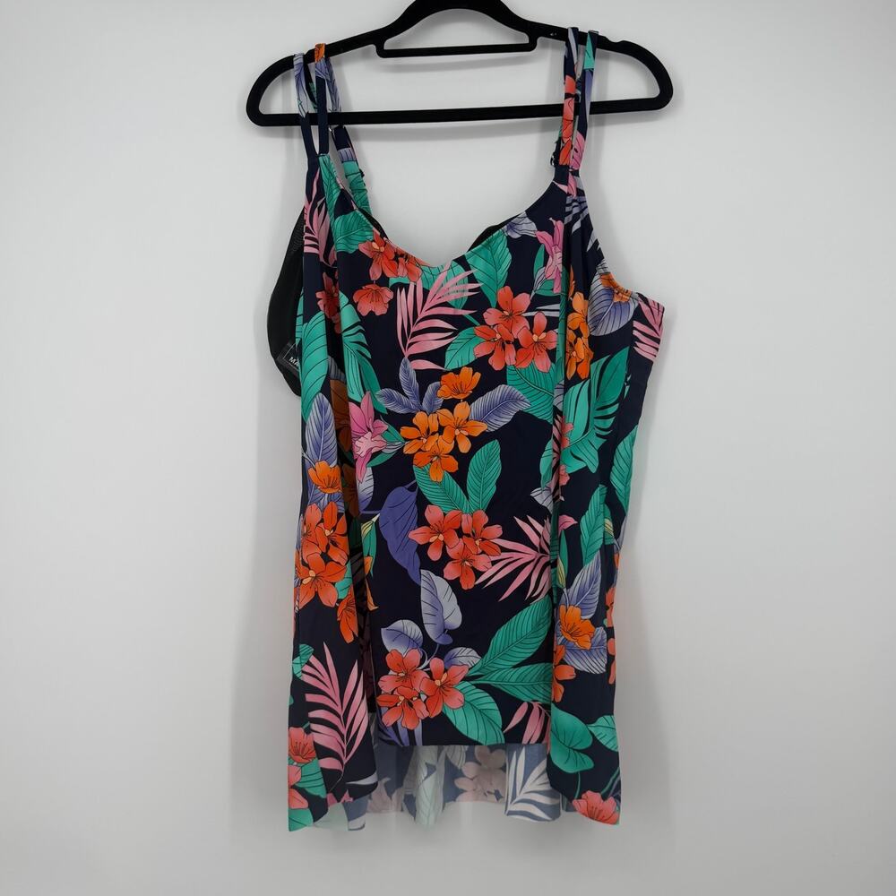Swim Solutions Hi Low Tankini Top Plus Size 18W